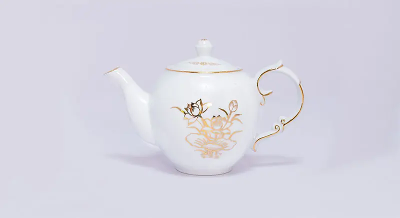 Bộ ấm trà Hồng Hoa Sen men Bạch Ngọc